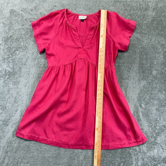 Universal Thread Linen Blend Mini Dress XS Babydoll Short Sleeves Pink Beach - Picture 3 of 6